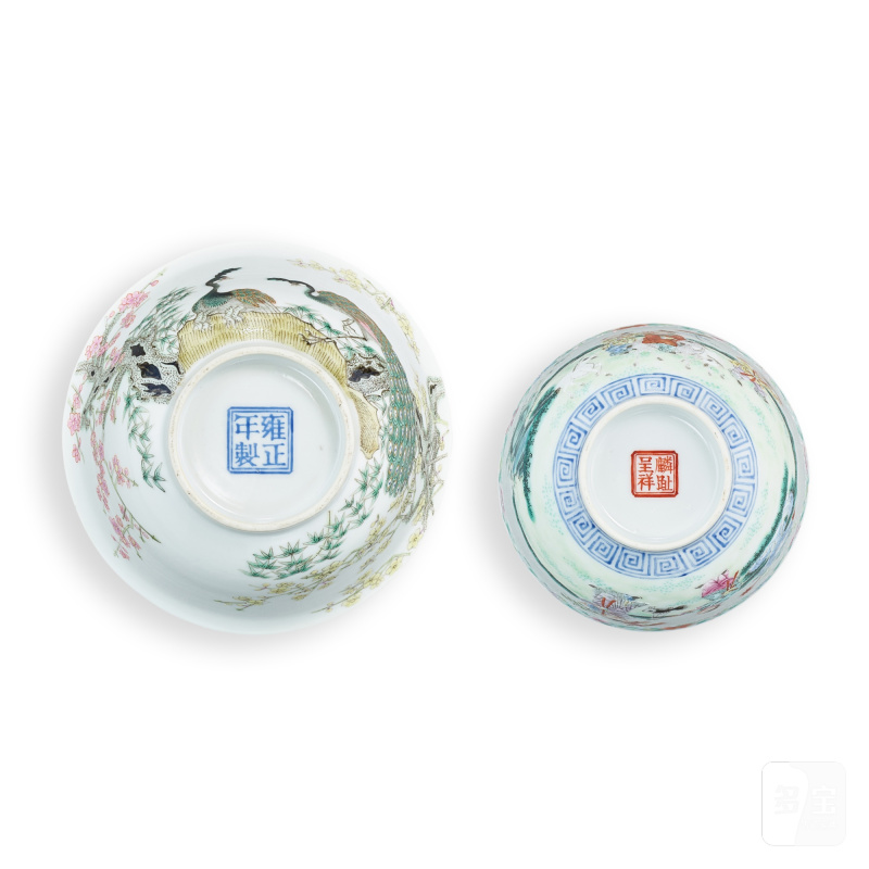 Two famille-rose cups, Qing dynasty, 19th century | 清十九世紀 粉彩嬰戲圖盃 及 粉彩孔雀圖蓋盌 - 图4